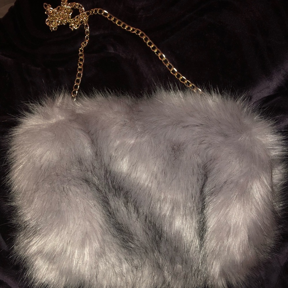 Grey Faux Fur Purse